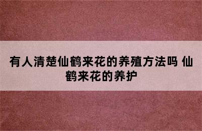 有人清楚仙鹤来花的养殖方法吗 仙鹤来花的养护